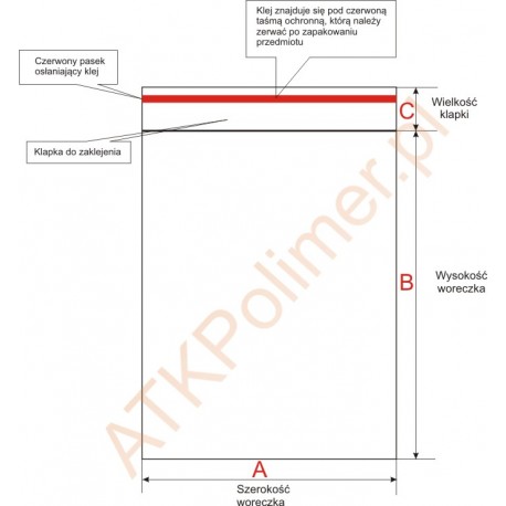 Woreczki, worki foliowe z taśmą klejącą 25x35+5 100 szt. PP Opakowania.eu